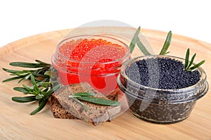 Caviar with bread and rosemary