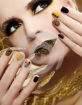 Caviar manicure and makeup.