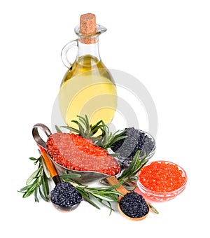 Caviar and olive oil