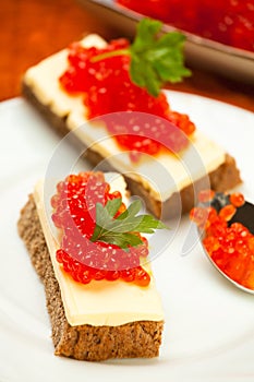 Caviar red sandwhich