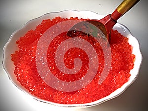 Caviar Scooped with Wooden Spoon