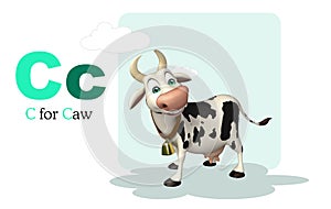 Caw farm animal with alphabate