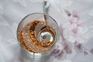 Cayenne pepper with seeds in glass