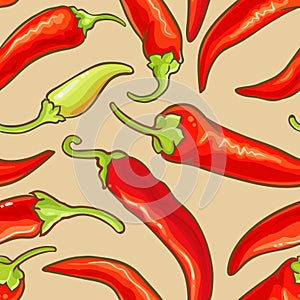 Cayenne pepper vector seamless pattern