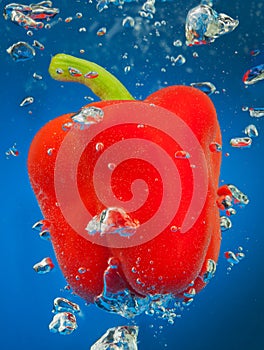 Cayenne underwater with air bubbles