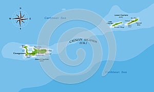 Cayman islands highly detailed physical map