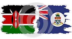 Cayman Islands and Kenya grunge flags connection vector