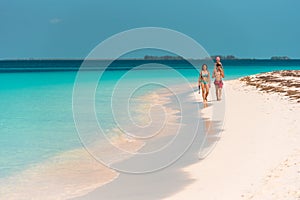 CAYO LARGO, CUBA - MAY 8, 2017: Sandy beach Playa Paradise. Copy space for text.