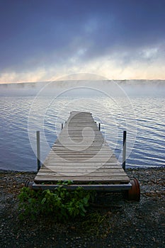 Cayuga lake foggy morning