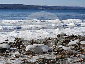 Cayuga Lake snow and ice waves along Eastern shore