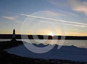 Cayuga Lake winter sunset at Myers Park in Lansing