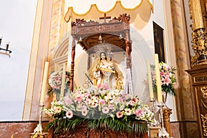 Cazorla, Jaen, Spain - May 18 , 2021:  Image of La Virgen de la Cabeza, patron saint of the city of Cazorla, inside the Parroquia photo