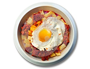 Cazuela abuela potato chirizo and egg recipe Asturias photo