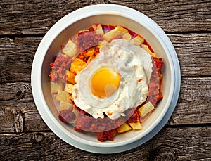 Cazuela abuela potato chirizo and egg recipe Asturias photo