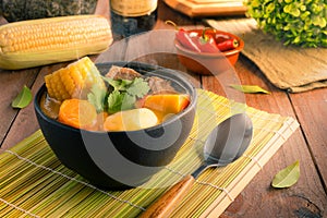 Cazuela - Traditional Chilean Food - Vegetable soup with meat