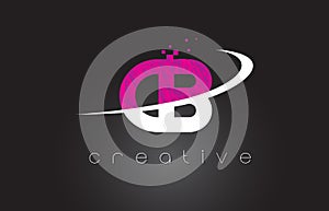 CB C B Creative Letters Design With White Pink Colors