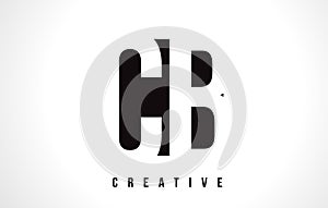 CB C B White Letter Logo Design with Black Square. photo
