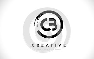 CB Letter Logo with Circle Brush Design and White Background