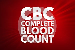 CBC - Complete Blood Count acronym, medical concept background