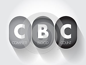 CBC Complete Blood Count - blood test used to evaluate your overall health and detect a wide range of disorders, acronym text