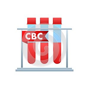 CBC - Complete blood count. Health care. Blood test. Vector stock illustration.