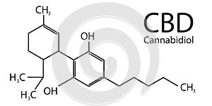 Cbd in flat style. Chemistry icon. Skeletal chemical formula. Vector composition photo
