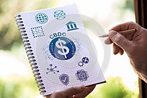 Cbdc concept on a notepad