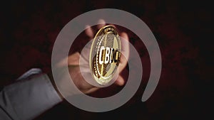 CBDC Digital Currency cryptocurrency 3d hand coin toss