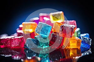 CBG Gummies. macro photography of colored toy cubes on a table