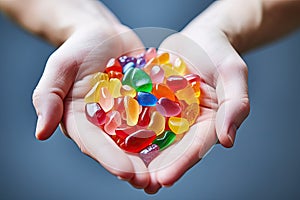 CBG Gummies. a pair of hands holding handfuls of candy