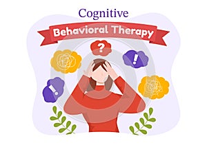 CBT or Cognitive Behavioural Therapy Vector Illustration with Person Manage their Problems Emotions, Depression or Mindset