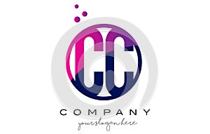 CC C C Circle Letter Logo Design with Purple Dots Bubbles