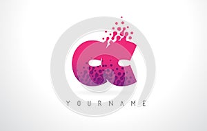 CC C C Letter Logo with Pink Purple Color and Particles Dots Design.