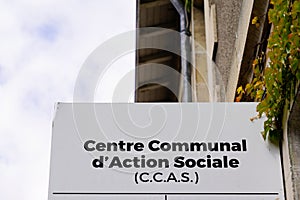 Ccas logo and text sign on wall centre communal dÃ¢â¬â¢action sociale means communal centre for social action in france photo