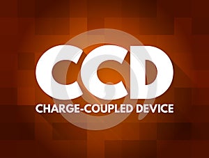 CCD - Charge-coupled device acronym, abbreviation concept background