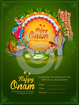 Ccelebration background for Happy Onam festival of South India Kerala