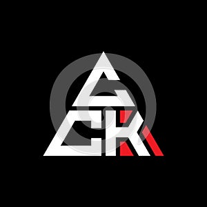 CCK triangle letter logo design with triangle shape. CCK triangle logo design monogram. CCK triangle vector logo template with red