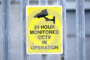 CCTV 24 hour monitored operation sign