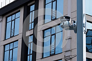 CCTV with Blurring Building construction background.