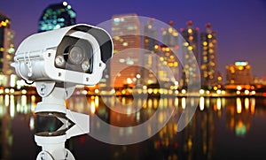 CCTV with Blurring City in night background.