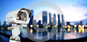 CCTV with Blurring City in night background.