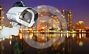 CCTV with Blurring City in night background.