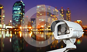 CCTV with Blurring City in night background.