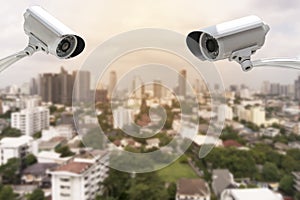 CCTV with buildings blur background