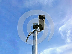 CCTV camera with a blue sky background for concept of security technology