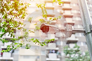 CCTV camera in the city at outdoor street public