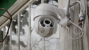 CCTV camera on the facade of a residential building