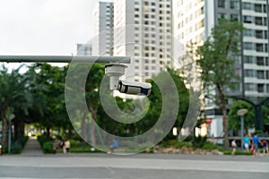 CCTV camera in the green park public