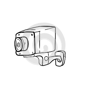 CCTV Camera, a hand drawn vector doodle