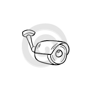 CCTV Camera, a hand drawn vector doodle
